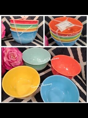 Set 4 Gorgeous Colorful Panama Jack Melamine Soup Salad Cereal Serving Bowls New